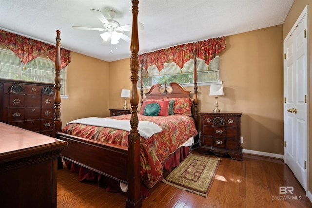517 Simms Dr, Saraland, AL 36571 - bedroom featuring hardwood / wood-style flooring and a ceiling fan