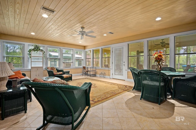 517 Simms Dr, Saraland, AL 36571 - sunroom / solarium with wooden ceiling, tile patterned floors, recessed lighting, and cooling unit