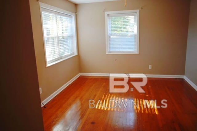 spare room featuring hardwood / wood-style flooring and a wealth of natural light