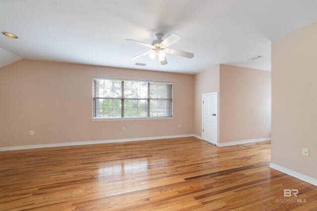 5039 W Cole Dr, Mobile, AL 36619 - empty room with baseboards, ceiling fan, light wood finished floors, and visible vents