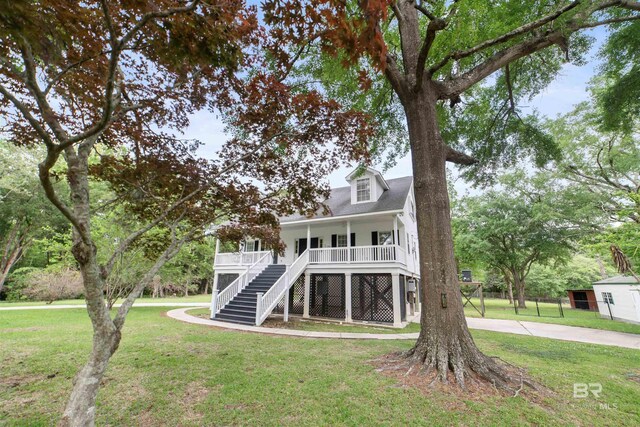 5039 W Cole Dr, Mobile, AL 36619 - view of front of property featuring stairway, a porch, and a front yard