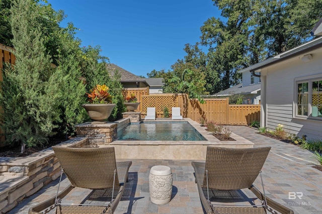 view of swimming pool featuring a patio