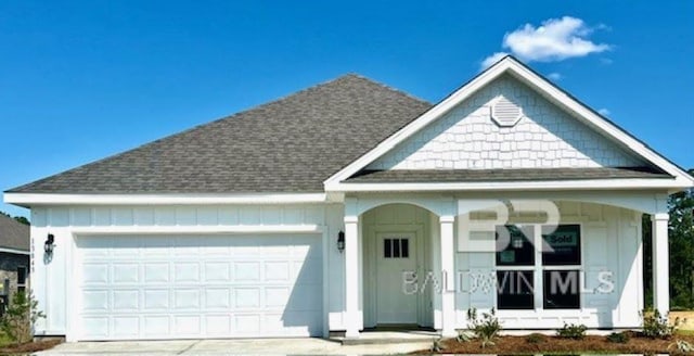 view of front of house featuring a garage and a porch