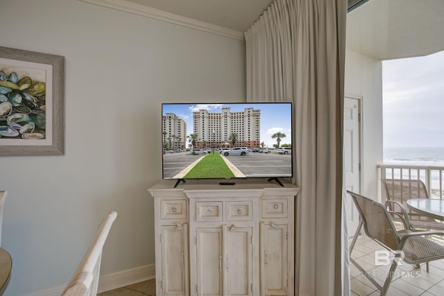 interior space with crown molding