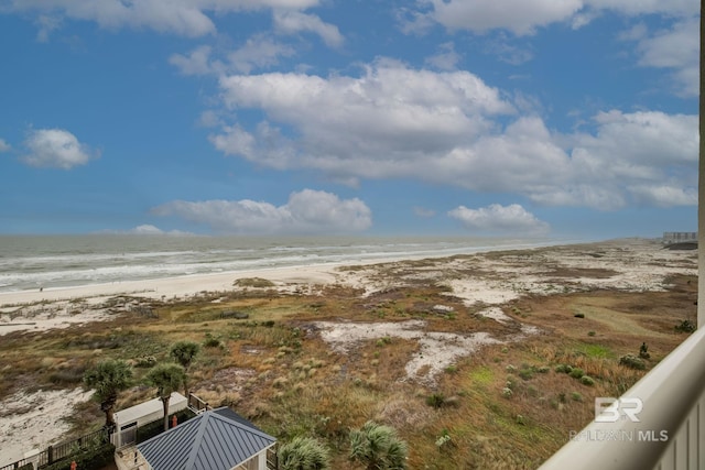 exterior space with a beach view