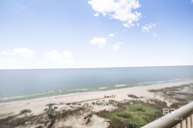 view of water feature with a view of the beach