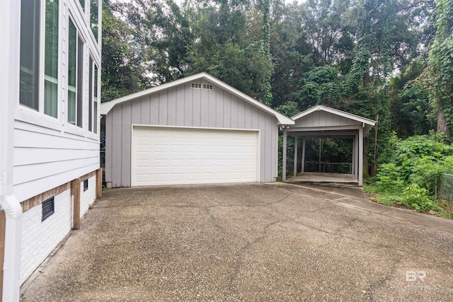 garage with a carport