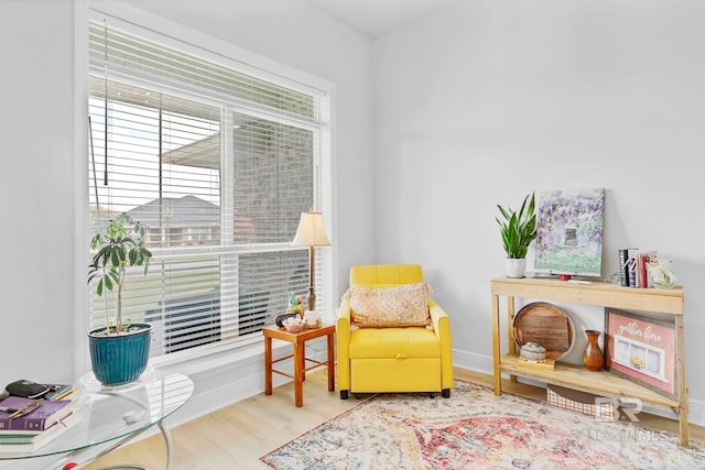 sitting room featuring baseboards and wood finished floors