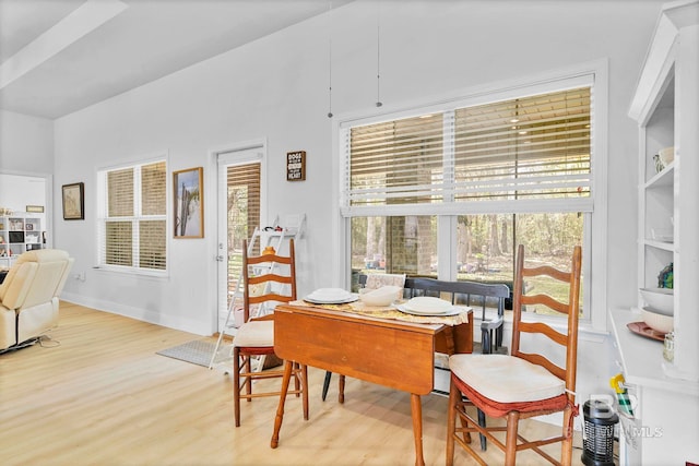 dining room featuring baseboards and wood finished floors