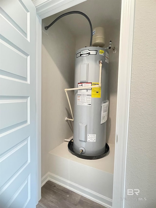 utility room with electric water heater