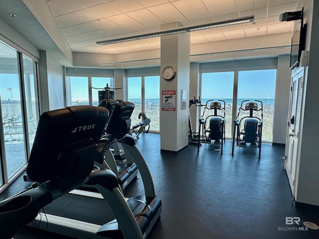 455 E Beach Blvd Unit 1505, Gulf Shores, AL 36542 - exercise room with a drop ceiling
