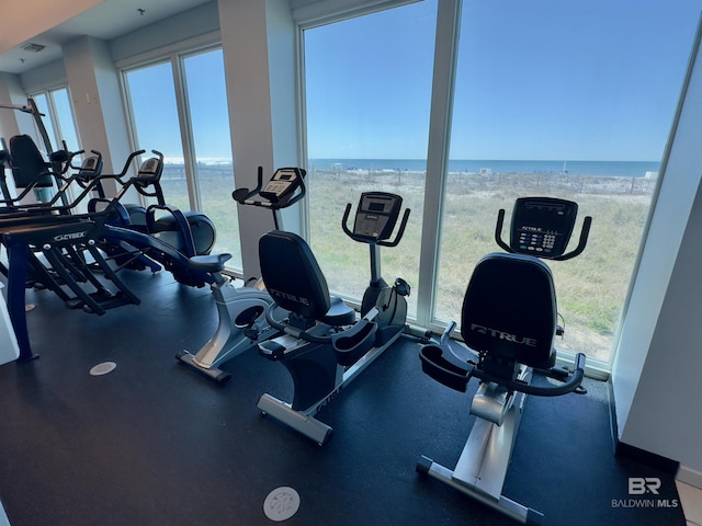 455 E Beach Blvd Unit 1505, Gulf Shores, AL 36542 - workout area with visible vents and a water view