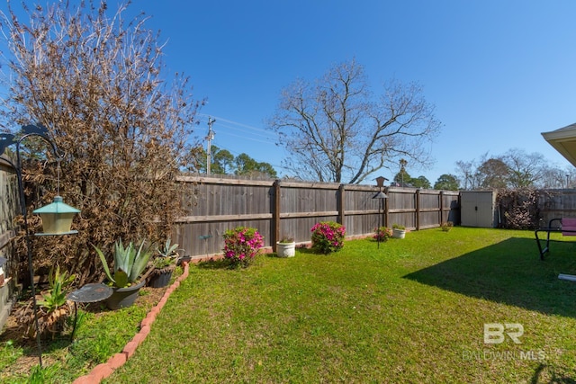 view of yard featuring a fenced backyard