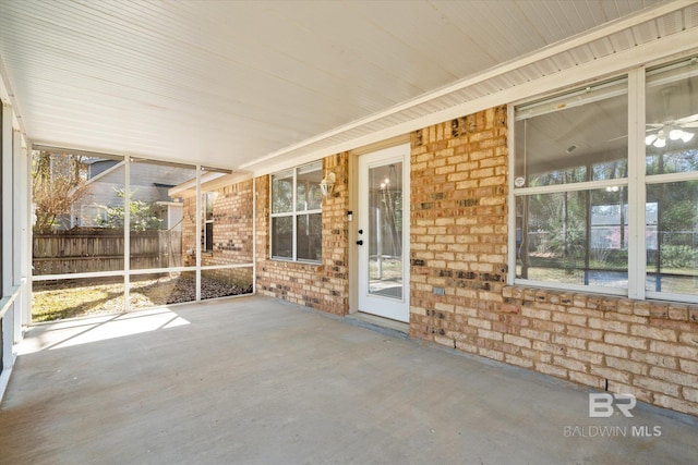 view of unfurnished sunroom