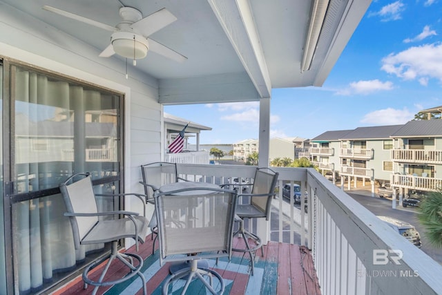 balcony with ceiling fan