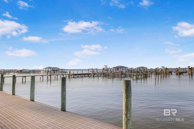 view of dock featuring a water view