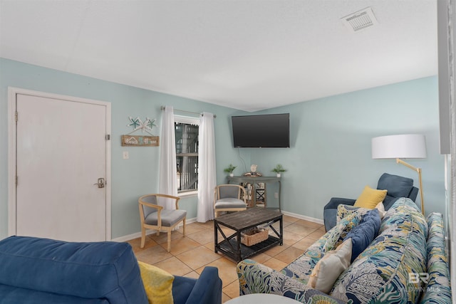 view of tiled living room