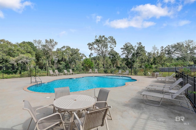 view of pool featuring a patio