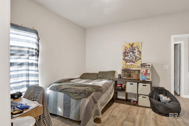 bedroom with hardwood / wood-style flooring