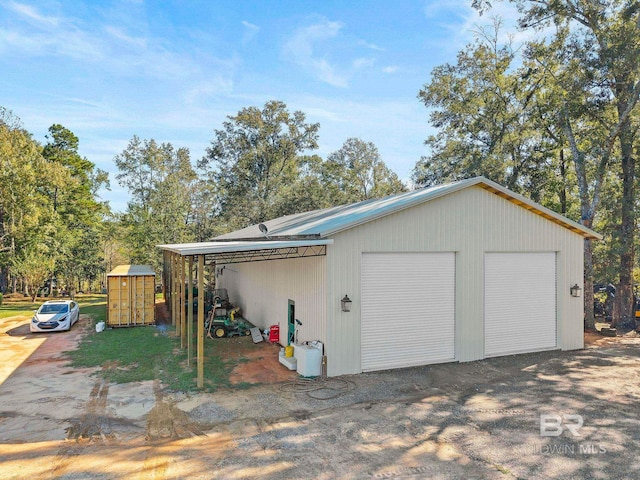 garage with a carport