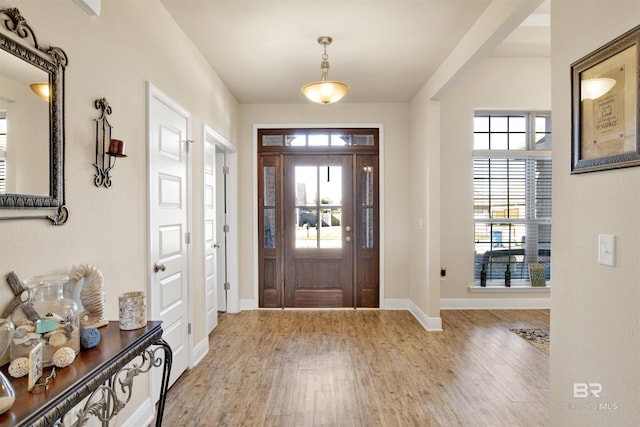 entryway with light wood-type flooring