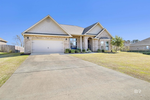 view of front of home featuring a garage and a front lawn