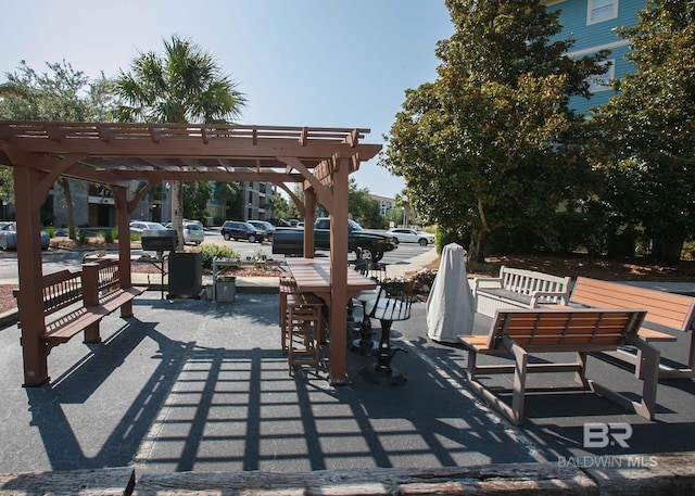 view of patio / terrace featuring a pergola