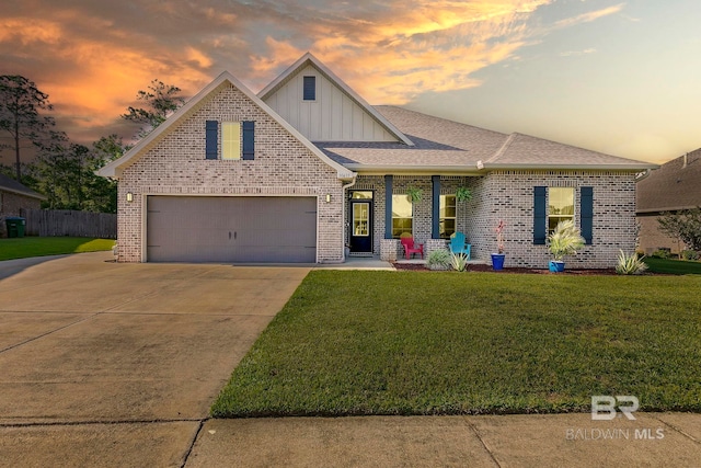 30635 Drayton Ct, Spanish Fort, AL 36527 - view of front of property featuring board and batten siding, concrete driveway, brick siding, and covered porch