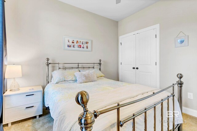30635 Drayton Ct, Spanish Fort, AL 36527 - bedroom with carpet floors, a closet, baseboards, and a ceiling fan