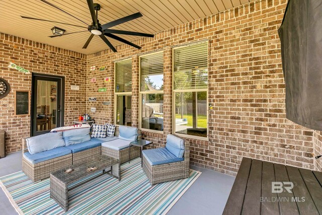 30635 Drayton Ct, Spanish Fort, AL 36527 - view of patio / terrace with an outdoor hangout area and ceiling fan