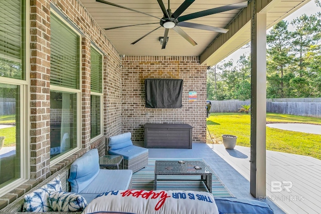 30635 Drayton Ct, Spanish Fort, AL 36527 - view of patio featuring ceiling fan and an outdoor living space