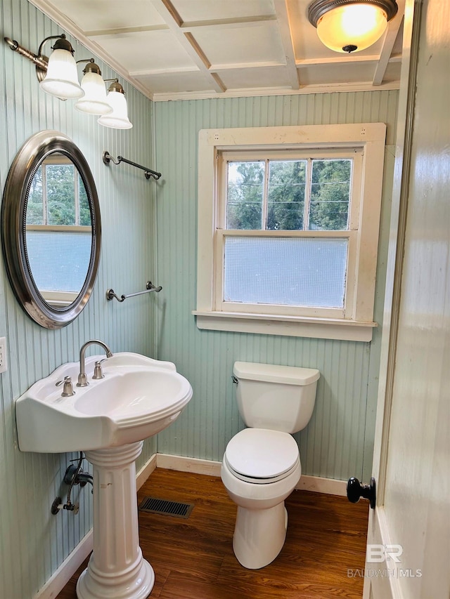 bathroom featuring hardwood / wood-style flooring and toilet