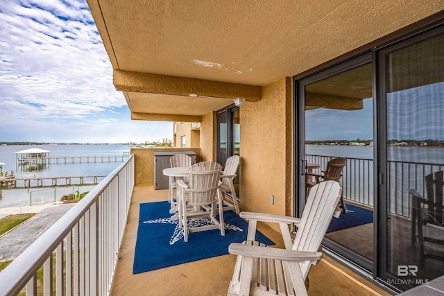 balcony with a water view