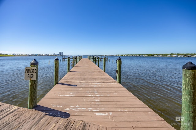 view of dock featuring a water view