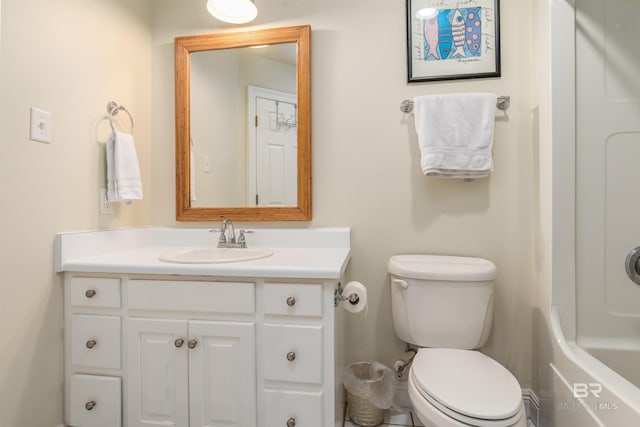 full bathroom with toilet, vanity, and independent shower and bath