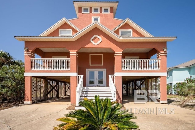 view of front facade featuring french doors