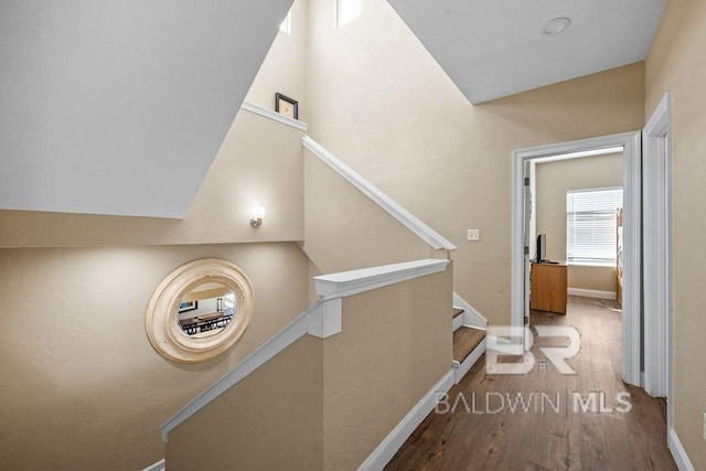 corridor with dark hardwood / wood-style floors