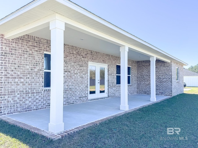 view of patio featuring french doors