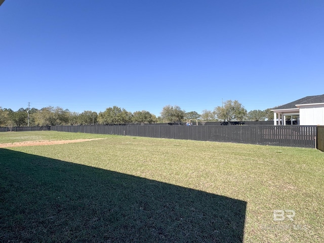 view of yard featuring a fenced backyard