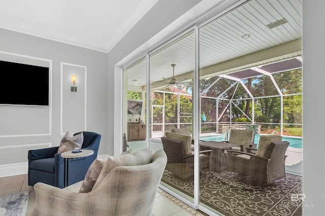 8160 Bay View Dr, Foley, AL 36535 - view of patio / terrace featuring an outdoor pool, a lanai, and ceiling fan