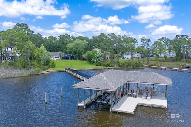 8160 Bay View Dr, Foley, AL 36535 - dock with a water view and boat lift