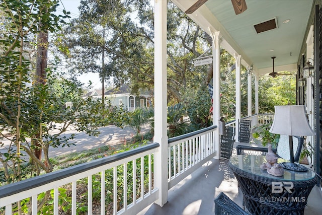 balcony featuring a porch