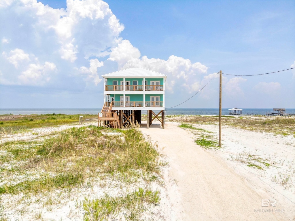 exterior space featuring a water view