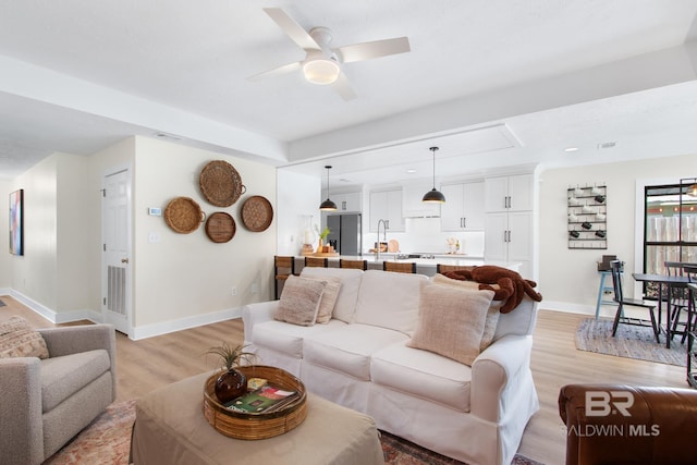 5100 Pine Way, Orange Beach, AL 36561 - living area with recessed lighting, light wood-style flooring, a ceiling fan, and baseboards
