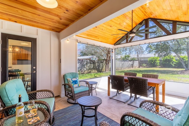 5100 Pine Way, Orange Beach, AL 36561 - sunroom / solarium with an outdoor living space, ceiling fan, and outdoor dining area