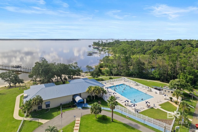 bird's eye view featuring a water view