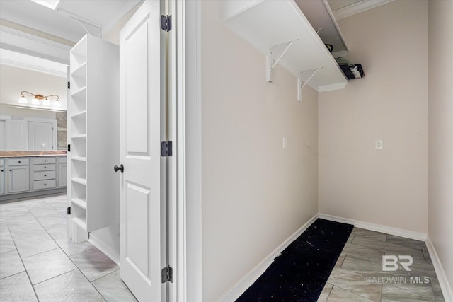 spacious closet featuring light tile patterned flooring