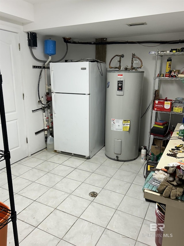 utility room with water heater and visible vents