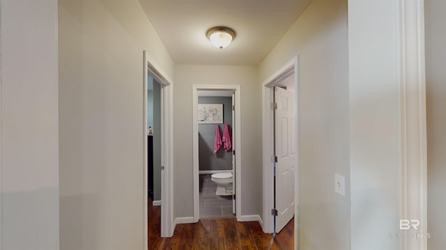 hall featuring dark hardwood / wood-style flooring