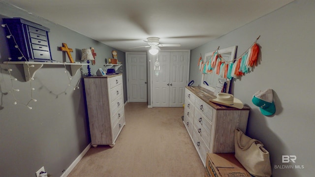 interior space featuring light colored carpet